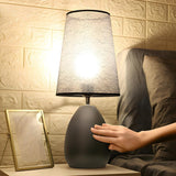 Stylish Black Plug-In Barrel Fabric Shade Table Lamp Image - 10