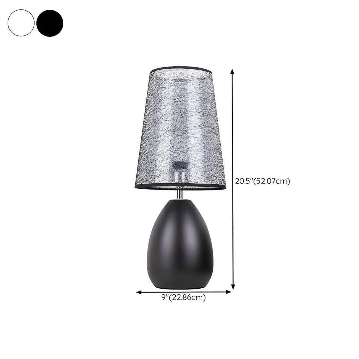 Stylish Black Plug-In Barrel Fabric Shade Table Lamp 