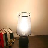 Stylish Black Plug-In Barrel Fabric Shade Table Lamp Image - 3