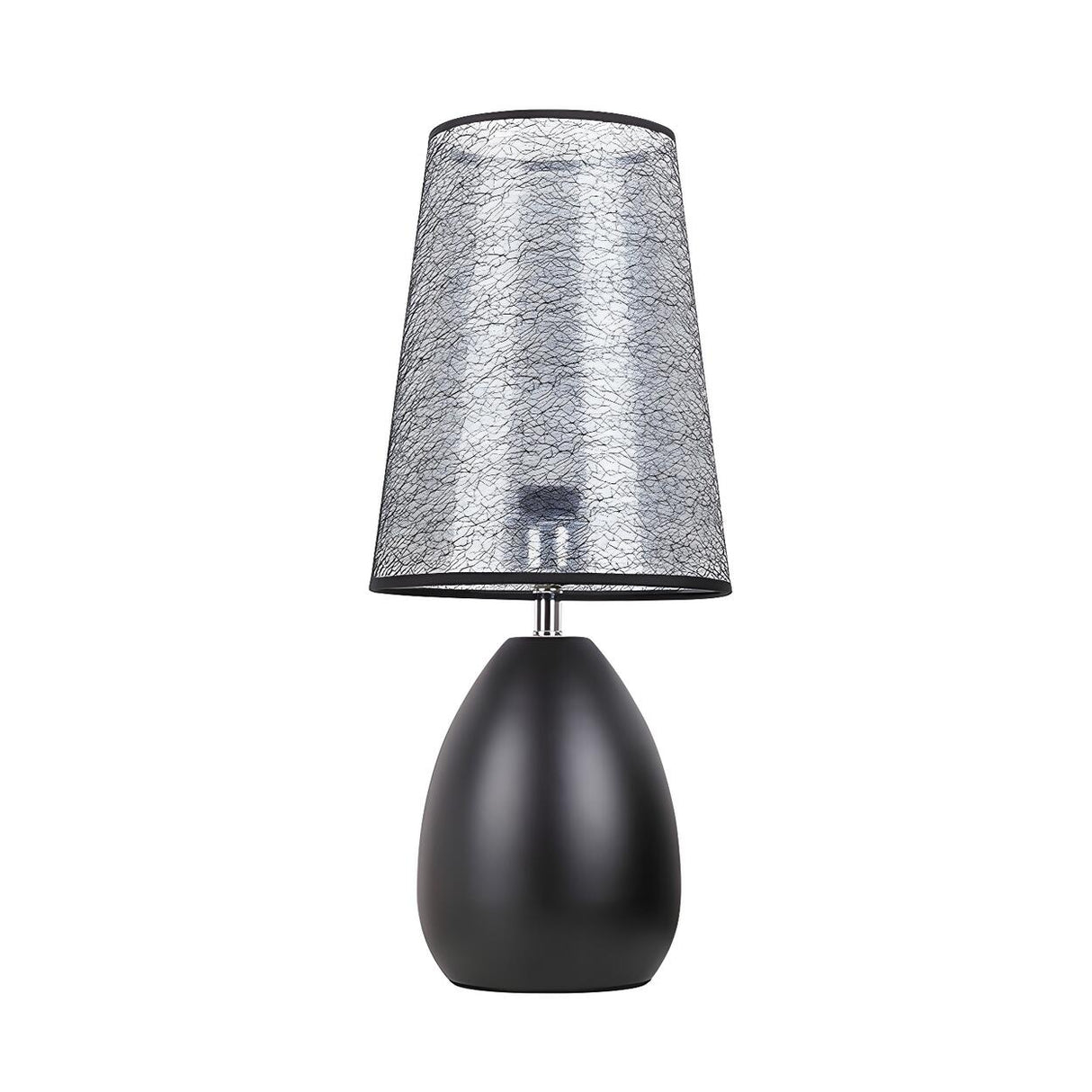 Stylish Black Plug-In Barrel Fabric Shade Table Lamp Image - 5