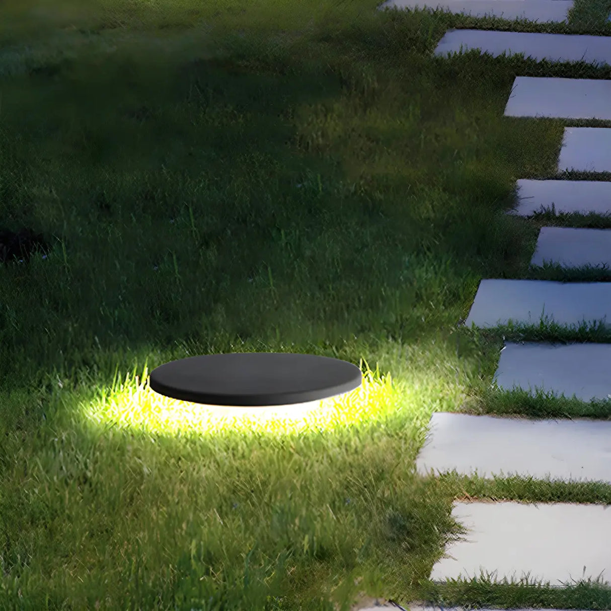 Stylish Black Round LED Atmosphere Outdoor Floor Lamp Image - 2