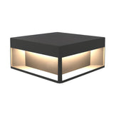 Stylish Black Solar Rectangular Cube Metal Outdoor Lamp Image - 5