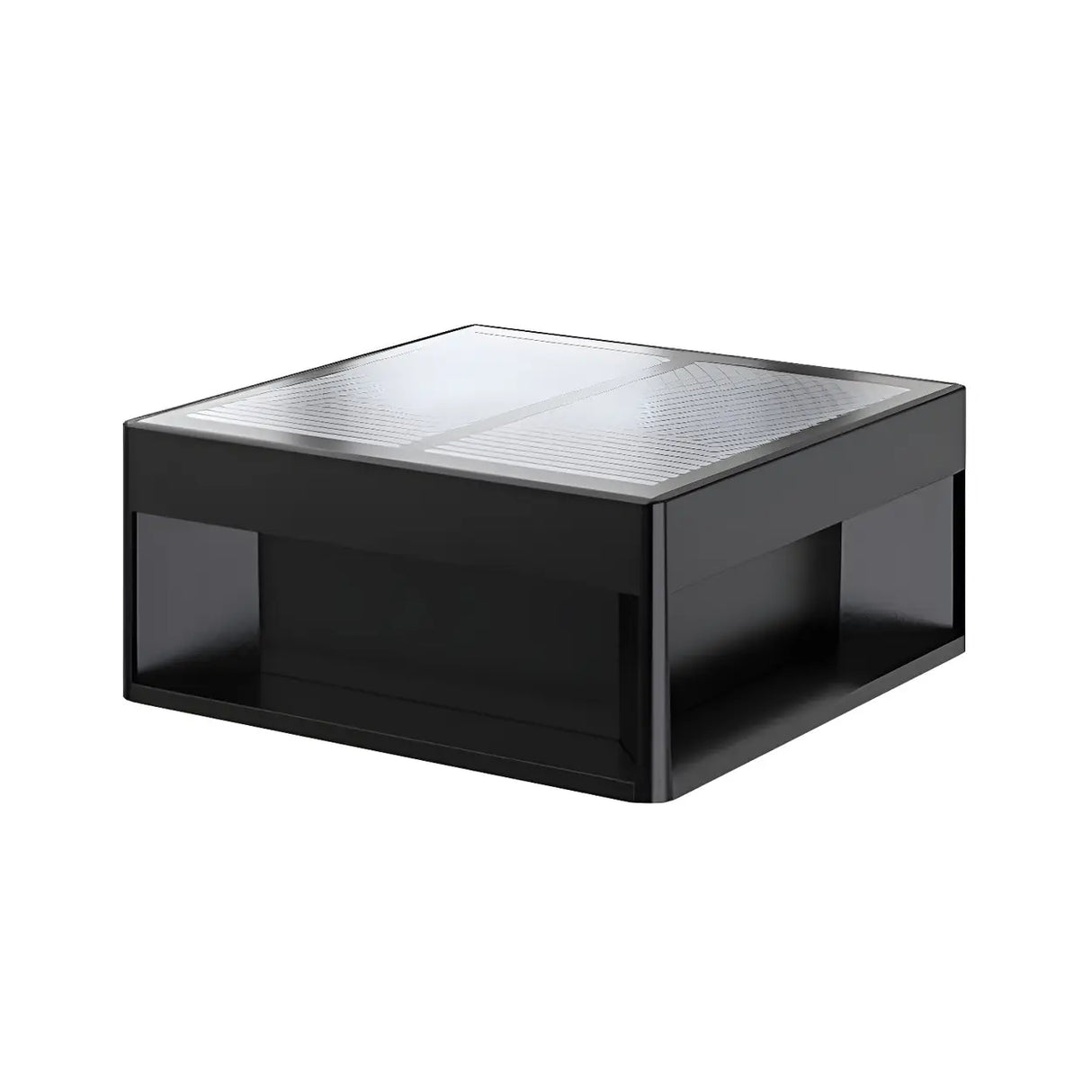 Stylish Black Solar Rectangular Cube Metal Outdoor Lamp Image - 6