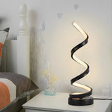 Stylish Black Spiral Metal LED Bedroom Table Lamp Image - 1