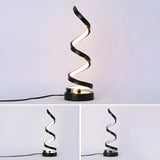 Stylish Black Spiral Metal LED Bedroom Table Lamp Image - 10