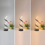 Stylish Black Spiral Metal LED Bedroom Table Lamp Image - 13