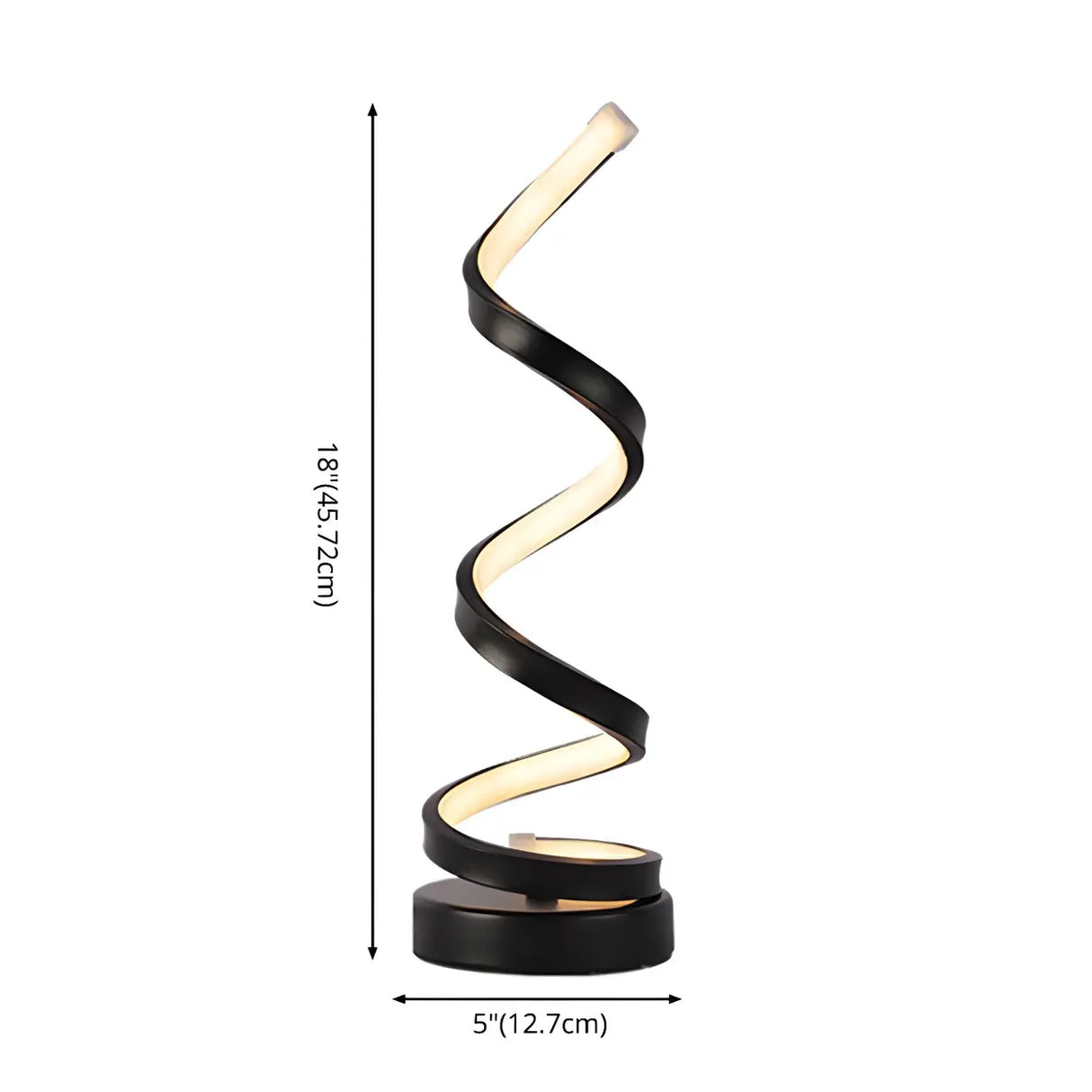 Stylish Black Spiral Metal LED Bedroom Table Lamp 