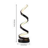 Stylish Black Spiral Metal LED Bedroom Table Lamp #size