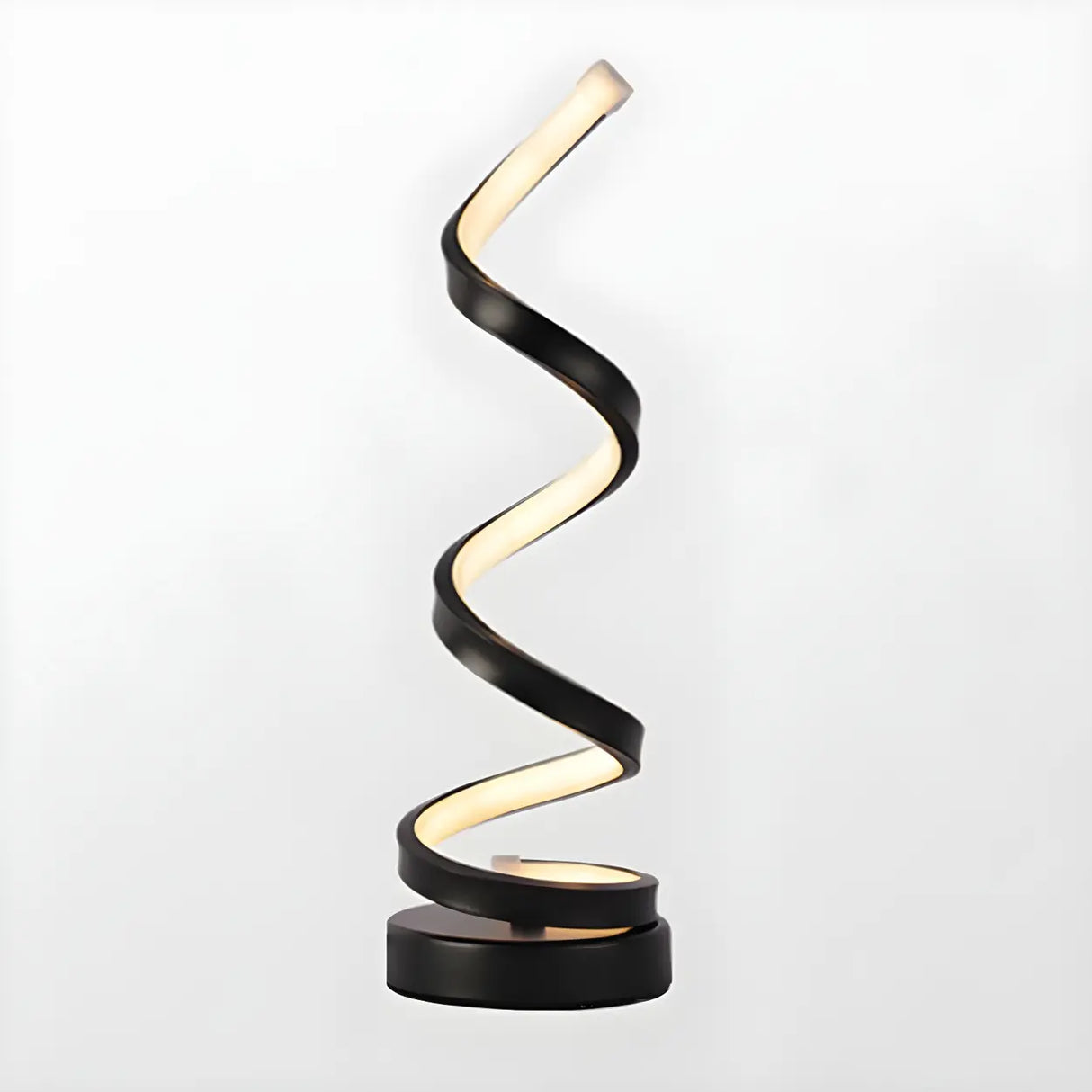 Stylish Black Spiral Metal LED Bedroom Table Lamp Image - 3