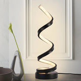 Stylish Black Spiral Metal LED Bedroom Table Lamp Image - 7