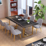 Stylish Black Stone Steel Sled Conference Table for Six Image - 2