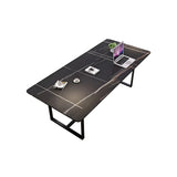 Stylish Black Stone Steel Sled Conference Table for Six Image - 5