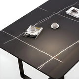 Stylish Black Stone Steel Sled Conference Table for Six Image - 7