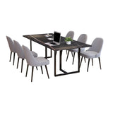 Stylish Black Stone Steel Sled Conference Table for Six Image - 9