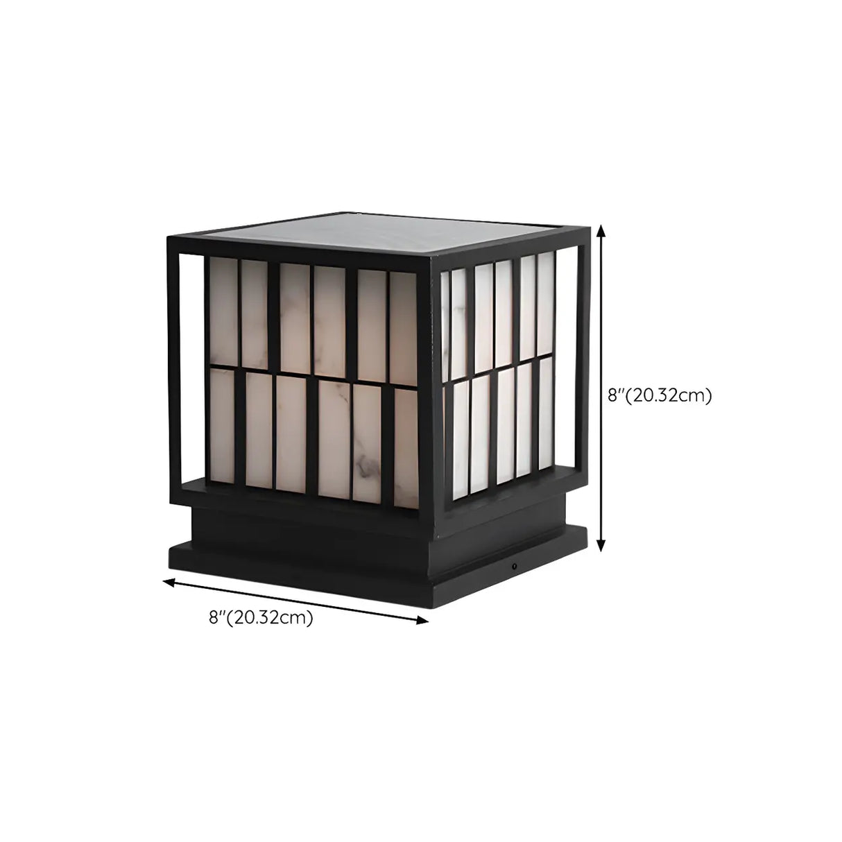 Stylish Black Strip Decor Square Outdoor Post Light 