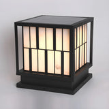 Stylish Black Strip Decor Square Outdoor Post Light Image - 6