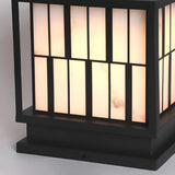 Stylish Black Strip Decor Square Outdoor Post Light Image - 9