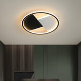 Stylish Black White Circular LED Flush Mount Light Image - 2