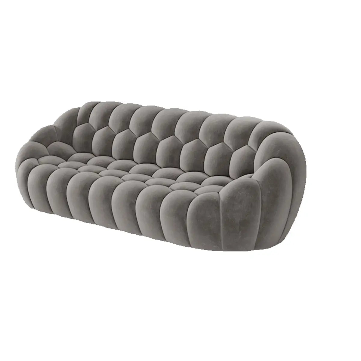 Stylish Black-White Frosted Velvet Sloped Arms Sofa Image - 15