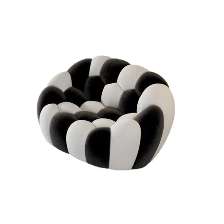 Stylish Black-White Frosted Velvet Sloped Arms Sofa Image - 2