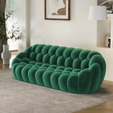 Stylish Black-White Frosted Velvet Sloped Arms Sofa Image - 5