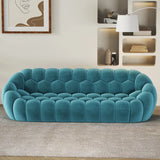 Stylish Black-White Frosted Velvet Sloped Arms Sofa Image - 7