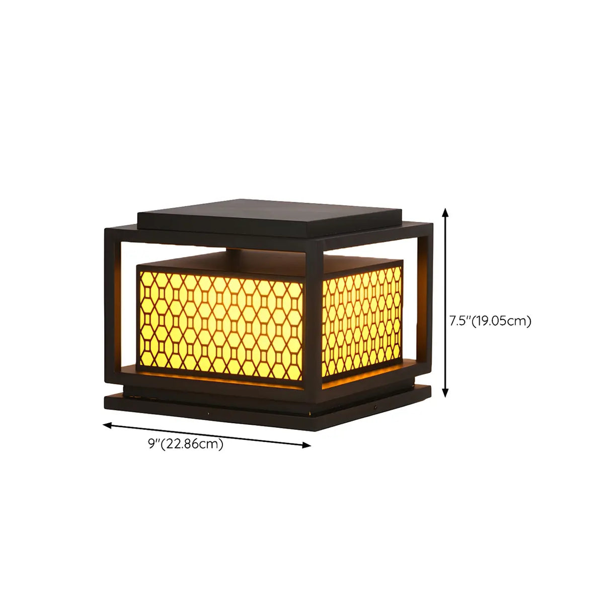 Stylish Bronze Finish Metal Square Outdoor Post Lamp 