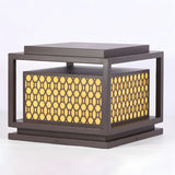 Stylish Bronze Finish Metal Square Outdoor Post Lamp Image - 8