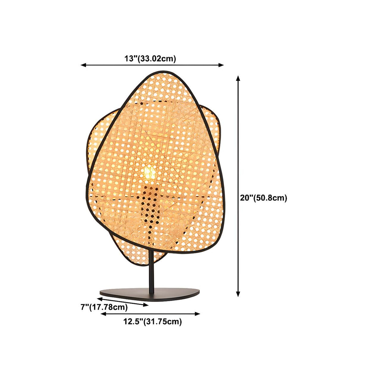 Stylish Brown Geometric Rattan Shade Bedroom Table Lamp 