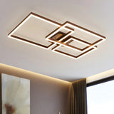 Stylish Brown Square LED Semi-Flush Mount Ceiling Light Image - 10