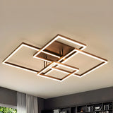 Stylish Brown Square LED Semi-Flush Mount Ceiling Light Image - 15