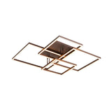 Stylish Brown Square LED Semi-Flush Mount Ceiling Light Image - 17