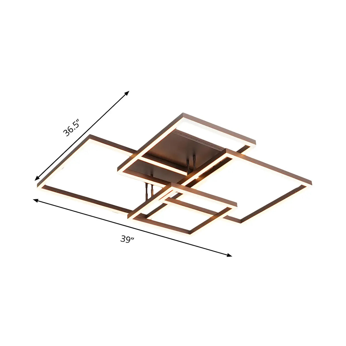 Stylish Brown Square LED Semi-Flush Mount Ceiling Light Image - 18