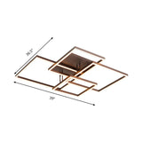 Stylish Brown Square LED Semi-Flush Mount Ceiling Light Image - 18