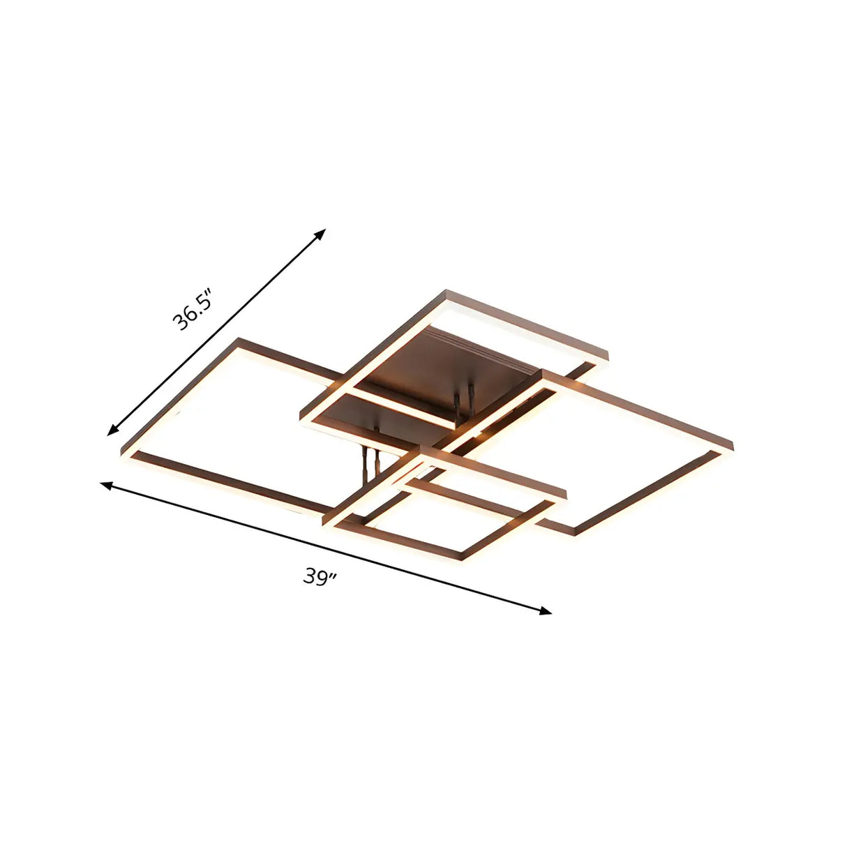 Stylish Brown Square LED Semi-Flush Mount Ceiling Light Image - 19