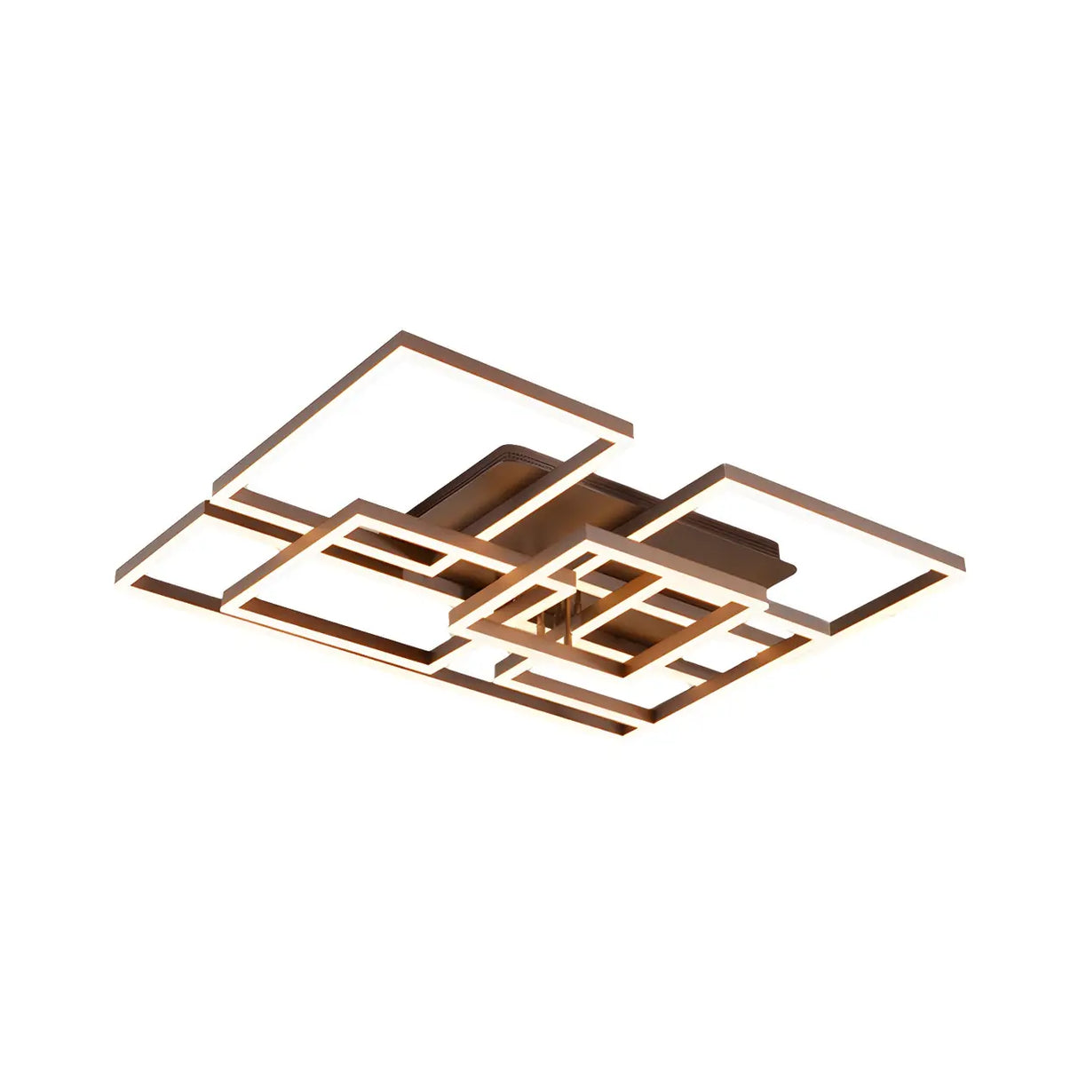 Stylish Brown Square LED Semi-Flush Mount Ceiling Light Image - 23