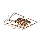 Stylish Brown Square LED Semi-Flush Mount Ceiling Light Image - 24