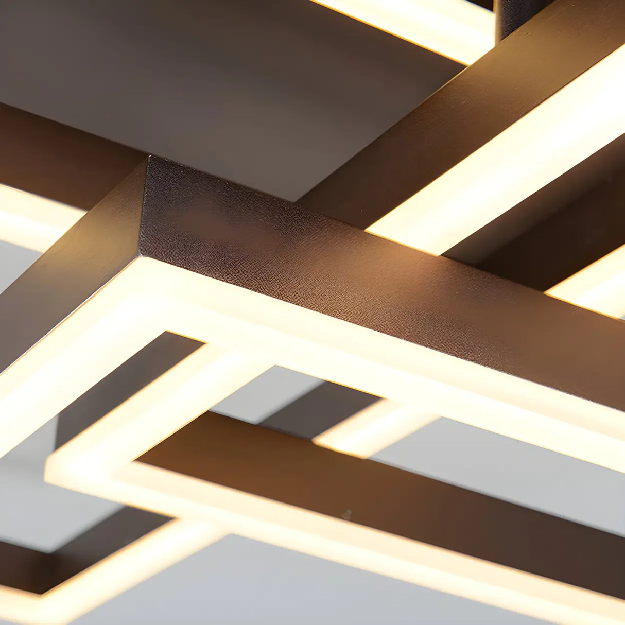 Stylish Brown Square LED Semi-Flush Mount Ceiling Light Image - 25