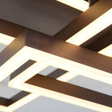 Stylish Brown Square LED Semi-Flush Mount Ceiling Light Image - 25