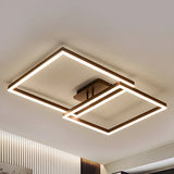 Stylish Brown Square LED Semi-Flush Mount Ceiling Light Image - 5