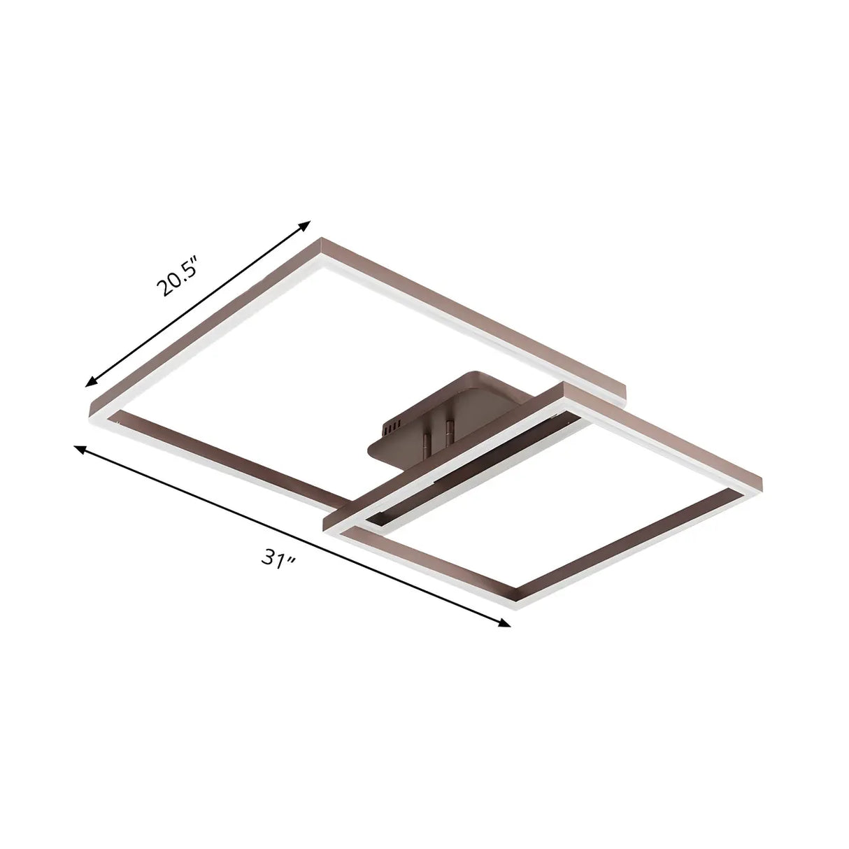 Stylish Brown Square LED Semi-Flush Mount Ceiling Light Image - 9