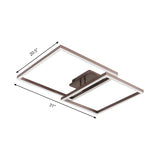 Stylish Brown Square LED Semi-Flush Mount Ceiling Light Image - 9