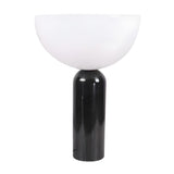 Stylish Chic White Bowl Shade Column Marble Table Lamp Image - 5