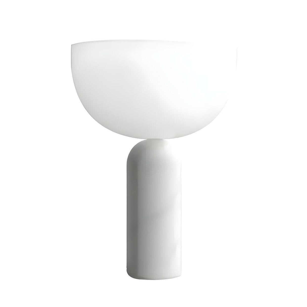 Stylish Chic White Bowl Shade Column Marble Table Lamp Image - 6