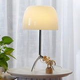 Stylish Chrome Tripod White Glass Shade Table Lamp Image - 13