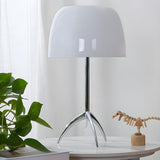 Stylish Chrome Tripod White Glass Shade Table Lamp Image - 15