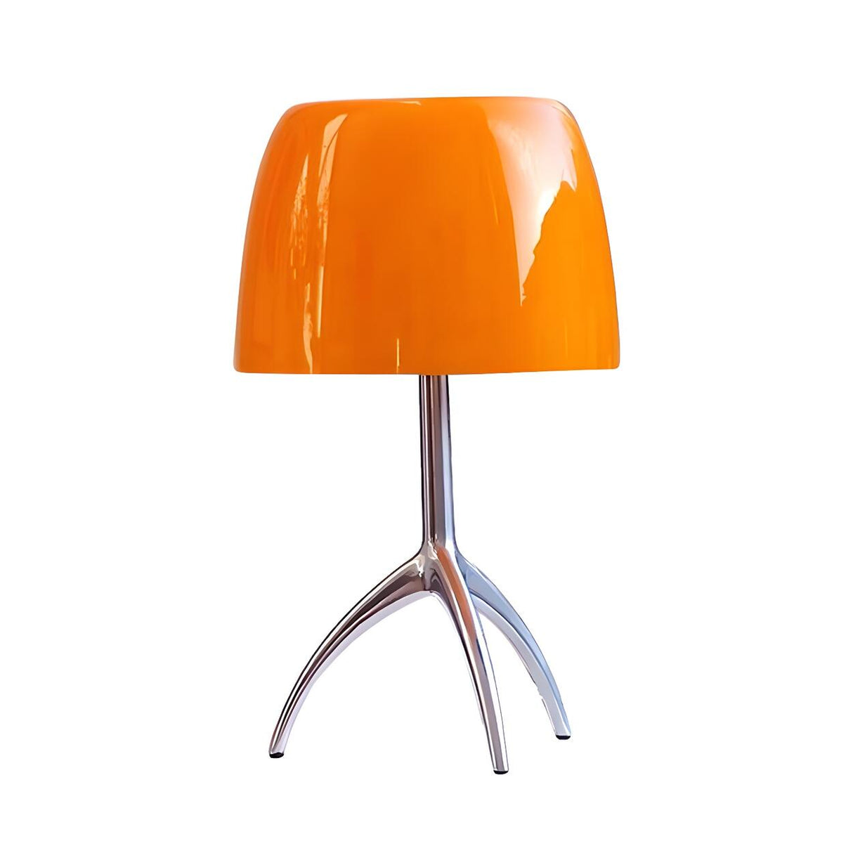 Stylish Chrome Tripod White Glass Shade Table Lamp Image - 4