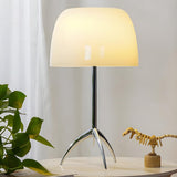 Stylish Chrome Tripod White Glass Shade Table Lamp Image - 5