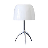 Stylish Chrome Tripod White Glass Shade Table Lamp Image - 9