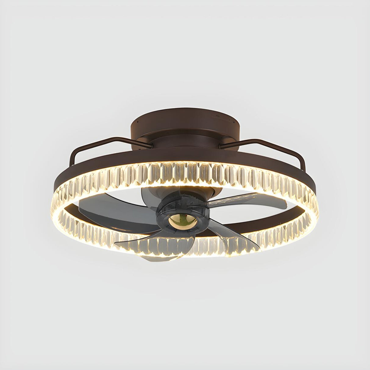 Stylish Circular Flush Mount Ceiling Fan with Light Image - 10